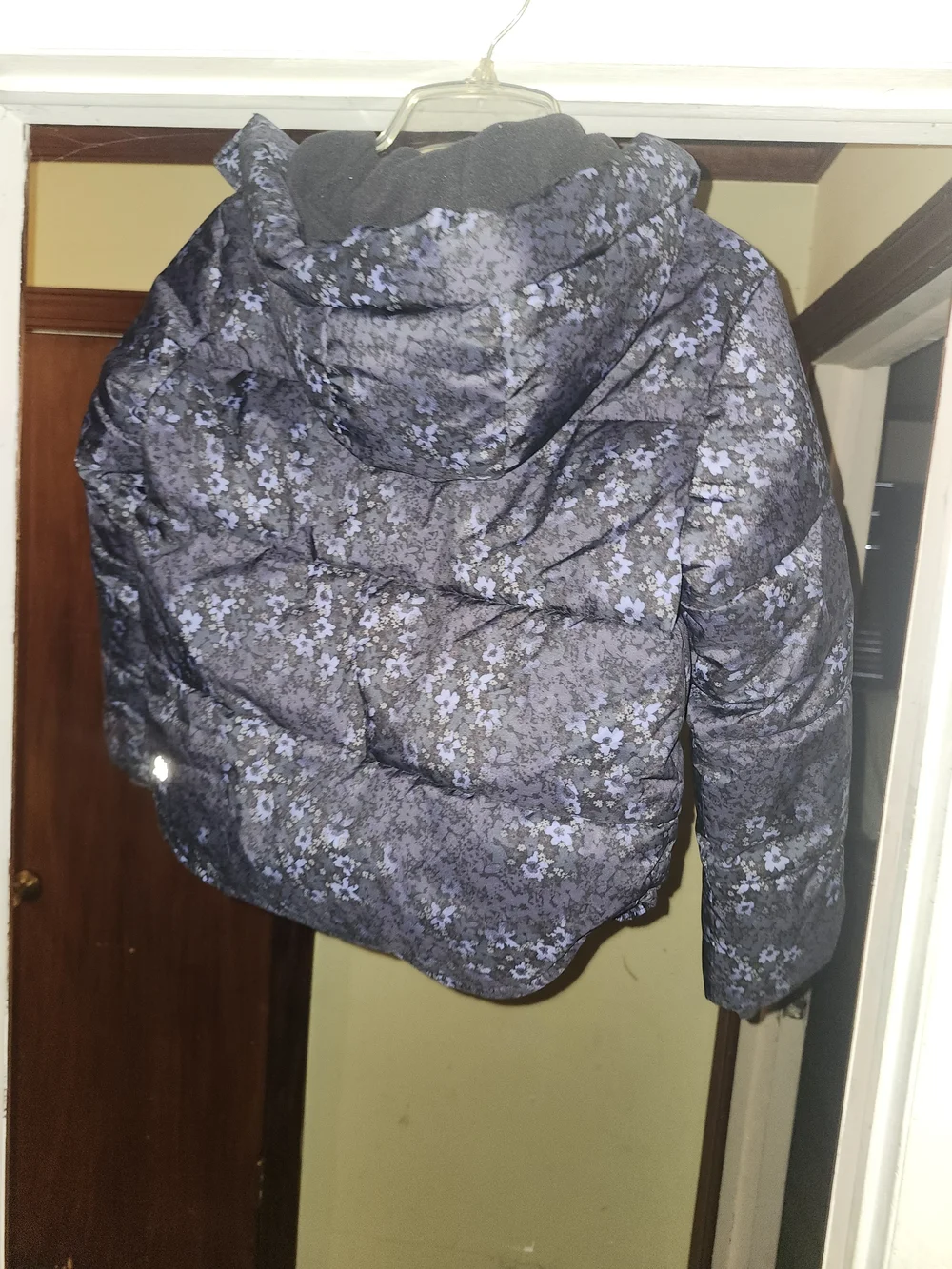 Girls' Purple Floral Hooded Puffer Jacket
